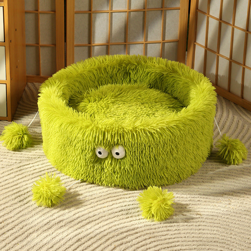 Winter Warm Cute Eye Small Monster Cat Bed Pet Cat Bed Round Nest Dog Bed Dog House Cat House Cat Teaser Pet  Pad