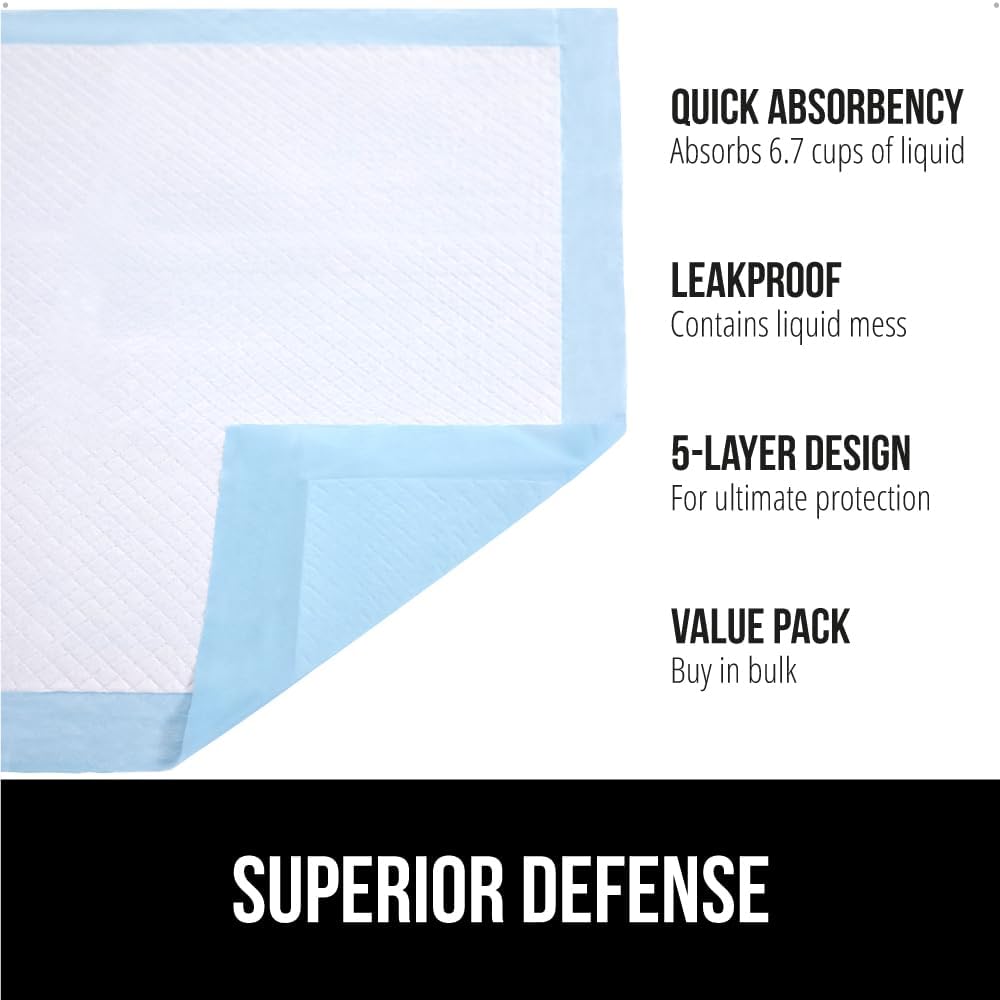 Gorilla Guard Disposable Puppy Training Pads 22x22 Inch 100 Count Absorbent Dog Pee Pads