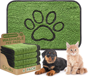 Qeils Washable Reusable Dog Pee Pads 4 Pack 24 x 36 Inch Super Absorbent Puppy Training Pads